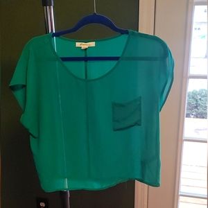 Sheer Boxy Kelly Green Crop Top